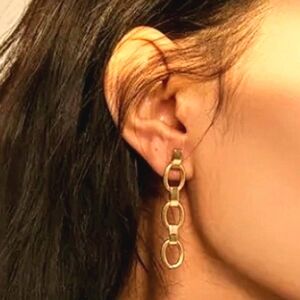 High quality plated copper chain link earrings; nwot